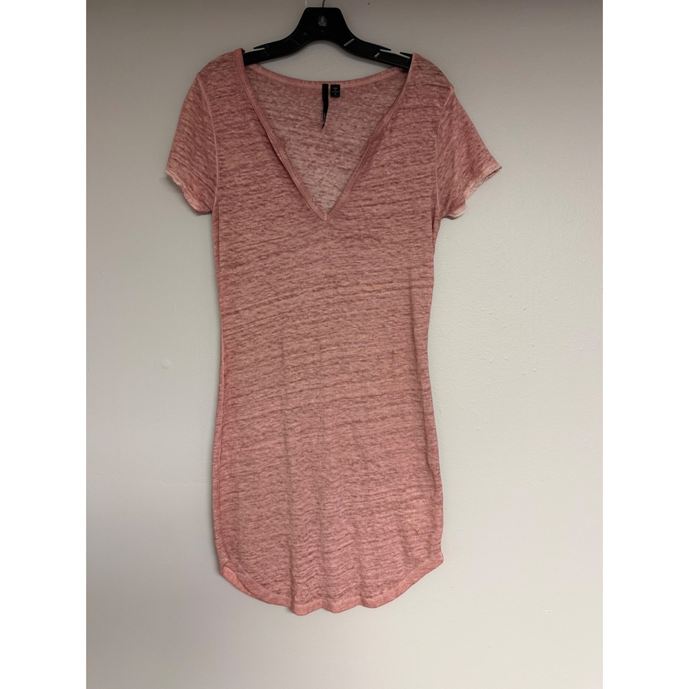Joe's Jeans Women Dusty Rose Pink 100% Linen V-Neck T-Shirt Dress JO3465 S